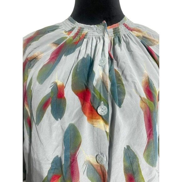 Tucker Size Medium Silk Dress Feathers 3/4 Sleeve - Picture 3 of 8
